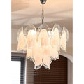 Altavilla Murano Glass Chandelier with layered white textured glass in modern bedroom interior