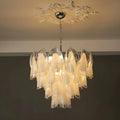 Altavilla Murano Glass Chandelier with layered white glass panels in luxury modern interior