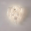 altavilla murano glass wall sconce front view with translucent white glass panels illuminated