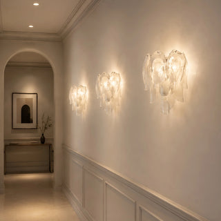 multiple altavilla murano glass wall sconces installed in luxury hallway interior