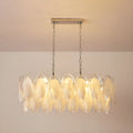 Altavilla rectangular chandelier ceiling mount with adjustable metal chains, modern glass design