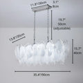 Altavilla Rectangular Murano Glass Chandelier with labeled dimensions: 35.4" width, 15.7" depth, 19.7" adjustable drop