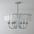 Aurem chrome dining room chandelier with embossed glass panels and modern classic design