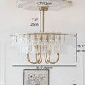 Aurem dining room glass chandelier in brass finish with double layer textured glass, 80cm diameter dimensions