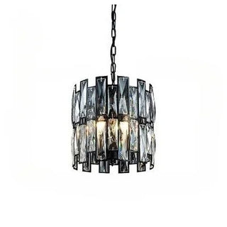 Montreux | Modern Drum Black Crystal Chandelier for Living Room