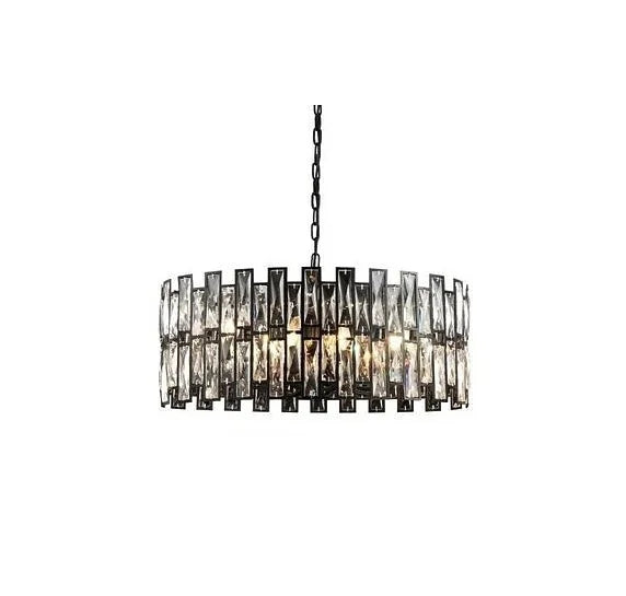 Montreux | Modern Drum Black Crystal Chandelier for Living Room