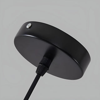 Close-up of black ceiling canopy and wire connection detail for MIRODEMI pendant light