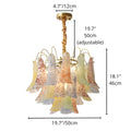 Dimensions and specifications for the Calyra multicolor Murano glass chandelier in 19.7 inch 50 cm size