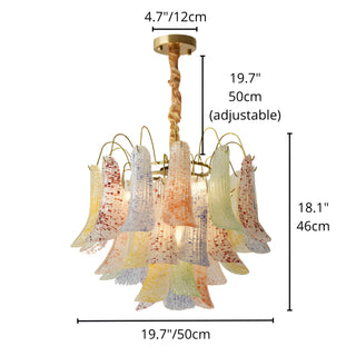 Dimensions and specifications for the Calyra multicolor Murano glass chandelier in 19.7 inch 50 cm size