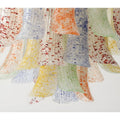 Close-up detail of the Calyra multicolor Murano glass chandelier featuring handcrafted textured art glass panels in pastel colors
