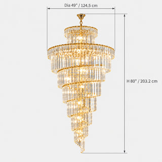 Cap d'Ail custom crystal chandelier dimension diagram showing 49-inch diameter and 80-inch overall height
