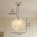 Capiz shell chandelier with adjustable hanging height and 17.7 inch diameter dimensions
