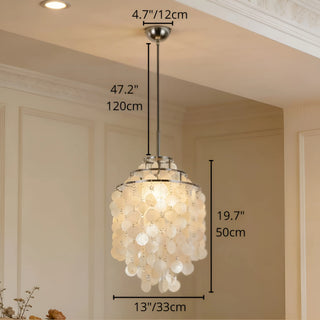 Capiz shell pendant chandelier dimensions 13 inch diameter modern hanging light fixture