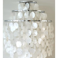Chrome Capiz Shell Wall Sconce featuring layered natural shell discs and a modern tiered design for bedrooms, hallways, and living rooms
