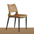 Caramel brown dining chair in Nordic style with sleek silhouette and comfort seat
