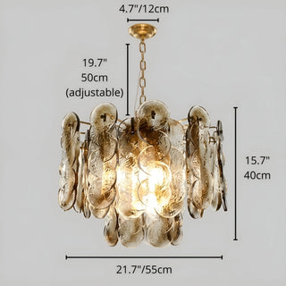 Caspian Textured Glass Amber Chandelier Dimensions 55cm
