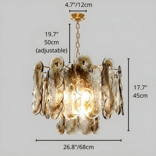Caspian Textured Glass Amber Chandelier Dimensions 68cm