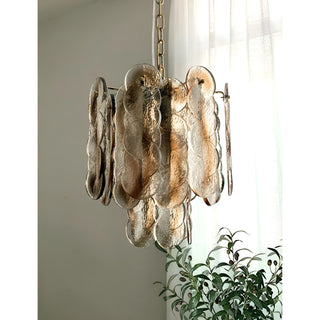 Caspian Textured Glass Amber Chandelier Lifestyle