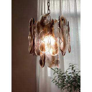 Modern Caspian Textured Glass Amber Chandelier