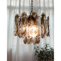 Caspian Textured Glass Amber Chandelier Lights On