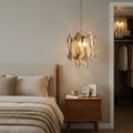 Small Caspian Textured Glass Amber Chandelier 36cm in Modern Interior