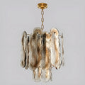 Caspian Textured Glass Amber Chandelier Narrow 36cm Studio Shot