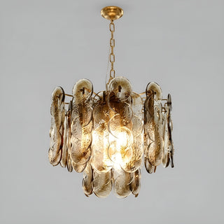 Caspian Textured Glass Amber Chandelier Studio Shot