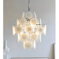 Front view of the modern Cassia cream glass cluster chandelier in chrome
