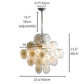 Dimensions guide for the Cassia cream glass cluster chandelier showing height and width