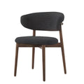 Scandinavian dining chair Casto in dark gray fabric with warm walnut wood finish