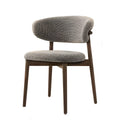 Modern Casto chair with khaki fabric seat and walnut wood legs in a balanced contrast