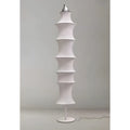 Celeste white silk modern floor lamp showing its ribbed structure unlit on a grey background