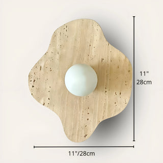 Dimensions of the Celestia Marble & Glass Wall Sconce in flower shape, measuring 11 inches or 28 centimeters.