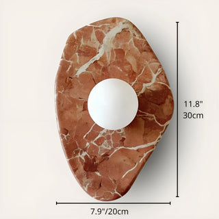 Dimensions of the Celestia Marble & Glass Wall Sconce in long red marble, measuring 11.8 inches height by 7.9 inches width.
