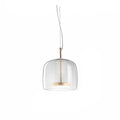 Clear glass pendant light with gold fixture in modern Nordic style, minimalist ceiling lamp for living or dining room