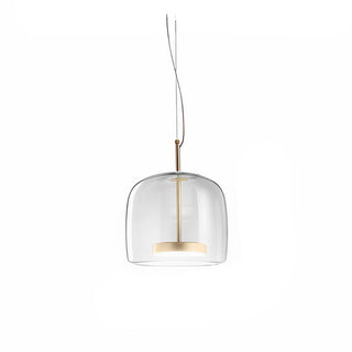 Clear glass pendant light with gold fixture in modern Nordic style, minimalist ceiling lamp for living or dining room