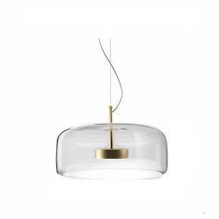 Transparent clear glass pendant light with golden frame, Scandinavian modern ceiling fixture