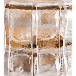 Detailed close-up of textured clear Murano glass panels on a contemporary Italian wall light fixture