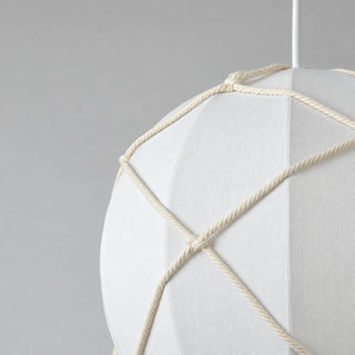 Close-up of Aerella white fabric balloon shade and rope netting