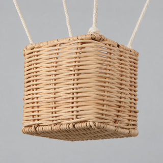 Close-up of Aerella woven rattan basket and suspension cords