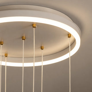 Close-up of Astrielle circular LED ceiling canopy and suspension cords