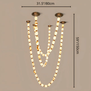 Collier Cloudstone Chain Chandelier 31.5x59" 80×150 cm – handcrafted copper and cloudstone LED lighting sculpture by Mirodemi