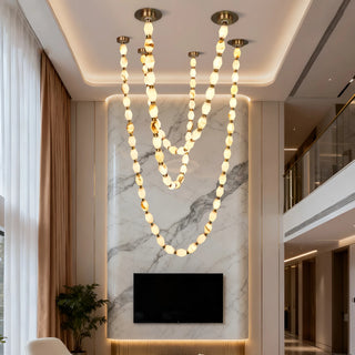 Collier cloudstone Chain Chandelier by Mirodemi – installed in luxury double-height living room interior