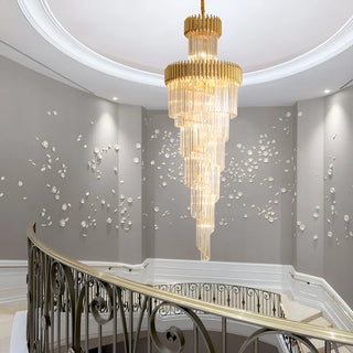 Black and gold crystal chandelier for a lobby with high ceilings
