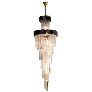 Black variant of the art deco staircase crystal chandelier