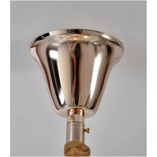 Detail of the ceiling base on a black and gold crystal chandelier