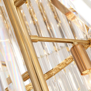 Close-up of the gold metal frame on an art deco chandelier