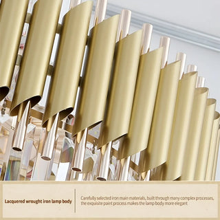 Detail of the stainless steel frame on an art deco crystal chandelier