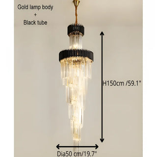 Black and gold art deco chandelier, 50 cm diameter, size guide