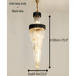 Black and gold art deco chandelier, 60 cm diameter, size guide
